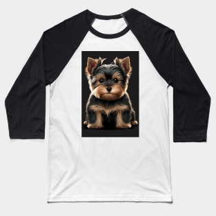 Super Cute Yorkshire Terrier Puppy Portrait Baseball T-Shirt